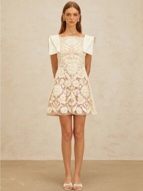 Miss Rosier Ivory Floral Mini Dress